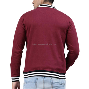 Chaqueta Bomber Marrón para Hombre con Ribete Blanco y Negro, Cierre de Cremallera, Prenda Exterior Informal de Felpa Tejida para Otoño - Product Image 3