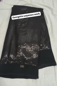 Tissu brodé à sequins GEORGETTE en gros, en stock pour robes de mariée, saris ethniques, lehengas, tenues de soirée et robes de gala - Product Image 3