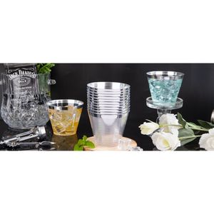 Vasos Desechables de Plástico Transparente de 9 oz, 200 Unidades, Vasos Resistentes Libres de BPA con Borde Plateado para Fiestas, Bodas y Recepciones - Product Image 3