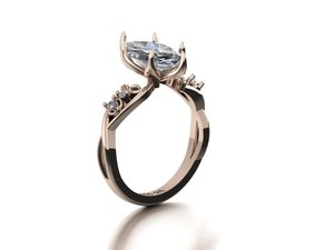Designer Ladies <b>Ring</b> Gold Silver Yellow White Rose Finish MQ And Round Cut 2.30 CTS Moissanite CVD Colour Stone <b>CZ</b> EGL VVS2 D - Product Image 1