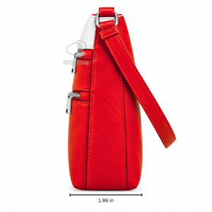Delta |   Sigma |   Sac bandoulière messager en cuir PU rouge Theta avec deux poches zippées, sangle réglable et emblème lettre grecque - Product Image 3