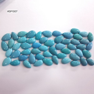 Ensemble de pierres précieuses en turquoise naturelle de forme poire, couleur bleu ciel, surface lisse, finition polie, pierres assorties pour bague et bijoux - Product Image 1