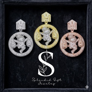 Collar con Colgante de Dos Tonos Chapado en Oro de 14k para Hombre, Estilo Hip Hop, con Significado de Dinero y Ganancias, Micro Pavé de Moissanita - Product Image 1