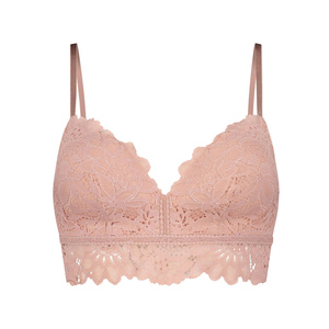 Lightly <b>Padded</b> <b>Lace</b> <b>Bralette</b> For Women In Organic Cotton Viscose With Seamless Cups And Adjustable Straps For Custom Fit - Product Image 1