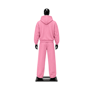 <b>Pink</b> Zip Up Hoodie Tracksuit <b>Set</b> Mens Oversized Streetwear Jogger Pants Casual Sportswear <b>Gym</b> Workout Lounge Wear Matching Outfi - Product Image 2