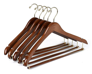 Premium Wooden Suit <b>Hangers</b> with Trouser Bar <b>Non</b> <b>Slip</b> Shoulder Notches Solid Wood Coat Jacket Shirt Garment <b>Hangers</b> for Closet - Product Image 1