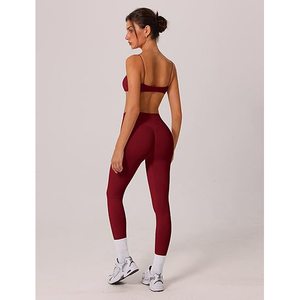 Conjunto de Yoga Antirozaduras para Mujer, Sujetador Deportivo sin Costuras con Bordes Cortados a Láser, Leggings de Cintura Alta con Bolsillo para Teléfono Celular, Nailon y Spandex - Product Image 5