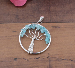 Collar Unisex de Plata de Ley 925 con Baño de Platino y Colgante de Árbol de la Vida con Circonita Natural Vintage, Venta al por Mayor - Product Image 5