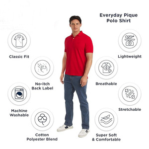 Polo Rojo para Hombre – Camiseta Clásica de Manga Corta de Algodón Informal - Product Image 4