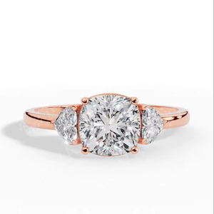 Best Cushion Cut Trio <b>Ring</b> With Heart Cut <b>Solitaire</b> LabGrown Diamond 925 <b>Silver</b> Wholesale OEM Fine Jewelry Manufacturer Supplier - Product Image 3