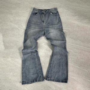 <span class=keywords><strong>Jeans</strong></span> Svasati Personalizzati da <span class=keywords><strong>Uomo</strong></span>, Vestibilità Larga Stile Streetwear con Stampa Grafica Scritta a Mano, Pantaloni Casual Lavaggio Vintage - Product Image 2