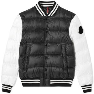 Personalizado de dos tonos de béisbol de los hombres abajo burbuja bombardero chaqueta acolchada de alta calidad de piel de vaca con cuello alto para el invierno - Product Image 1