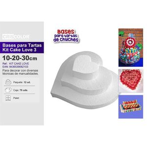 Base per Torta a Tre Livelli a Forma di Cuore in Misure 10, 20, 30 cm, Accessori per Decorazione Torte - Product Image 3