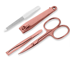 Juego de Manicura y Pedicura Profesional de Acero Inoxidable Chapado en Oro de Alta Calidad, Reutilizable, 4 en 1, con Logotipo Personalizado - Product Image 1