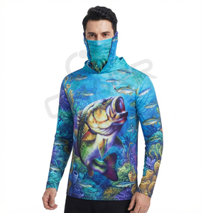 เสื้อฮู้ดดี้ตกปลาแบบซับลิเมชั่นสั่งทำพิเศษ ป้องกันรังสียูวี แห้งเร็ว UPF50 เสื้อผ้าตกปลาประสิทธิภาพสูง - Product Image 1