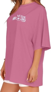 Nouvelle Collection T-shirt Décontracté Femme Imprimé Numérique 100% Coton Manches Courtes Nouveau Design Grande Taille Épaules Tombantes Confortable - Product Image 6