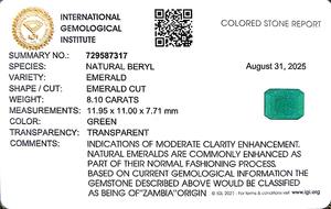 Émeraude octogonale verte de 8,10 carats provenant de Zambie, pierre précieuse non montée - Product Image 6