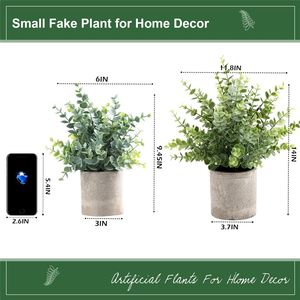Paquete de 2 Plantas Artificiales de Eucalipto Pequeñas de 14 Pulgadas en Maceta, Plantas Falsas para Decoración de Estantes y Mesas de Centro, Follaje Realista para Realzar la Decoración - Product Image 6