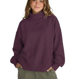 <b>Mock</b> <b>Neck</b> Sweatshirt High Quality OEM ODM Casual Autumn <b>Top</b> Polyester / Cotton Fleece New Fashion Mockneck Sweatshirt for Women - Product Image 5