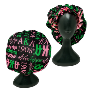 Gorro de Dormir de Satén Rosa, Verde y Negro 1908, Gorro de Doble Capa Ajustable para Mujer, Protección del Cabello Durante la Noche - Product Image 1