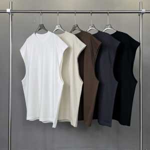 Camiseta sin mangas de punto de alta calidad para hombre, transpirable, con estampado serigrafiado, cuello grueso, lavado ácido, sin mangas, V-14 - Product Image 2