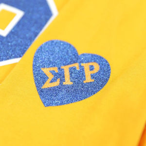 Camiseta de Manga Larga Sigma Gamma Rho SGRho 1922, Dorada, 100% Algodón, con Letras Griegas Impresas con Purpurina, Ropa de Hermandad, Camiseta Greek Life - Product Image 6