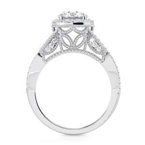 Round Cut Lab Grown Diamond Halo Split Shank Rose <b>Gold</b> <b>Vintage</b> Unique Heavy Anniversary <b>Ring</b> for Women - Product Image 3