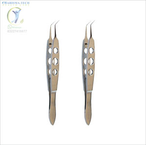 Pinces en acier de qualité supérieure pour microchirurgie, instruments ophtalmiques bleus courbés, outils d'ophtalmologie certifiés CE Classe I - Product Image 2