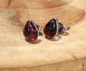 KGN SILVER JEWELLERY HOUSE Pendientes de botón bohemios de granate rojo natural, plata maciza 925, forma de pera, regalo de aniversario para mujer - Product Image 6