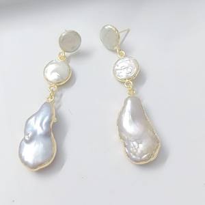 Pendientes Largos de Perlas Naturales Más Vendidos, 5 CM, Plata de Ley 925, Chapado en Oro de 18K, Joyería Fina de Diseñador, Regalo de Aniversario - Product Image 1