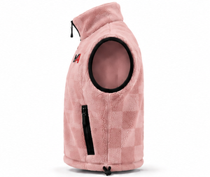 Best Selling <b>Men's</b> Checkered Sherpa Fleece Vest <b>Pink</b> Jacquard Grid Stand Collar Sleeveless Jacket Thermal Outdoor <b>Waistcoat</b> OEM - Product Image 4