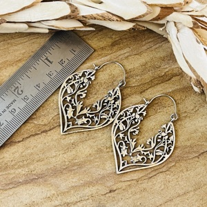 Pendientes de Aro Florales en Forma de V de Latón con Baño de Plata de Ley 925, Filigrana de Corazón, Joyería de Moda Natural para Fiesta de Mujer, Venta al por Mayor - Product Image 4