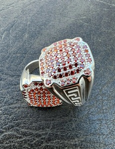 925 Sterling Silver Greek <b>Ring</b> with Red Ruby Stone for <b>Men</b> Hip Hop Rapper Fashion <b>Ring</b> Bold Luxury Jewelry Accessory - Product Image 3