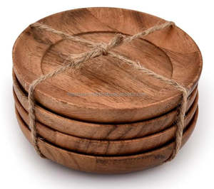 Posavasos de madera personalizables respetuosos con el medio ambiente artesanales clásicos, almohadillas para bebidas hechas a mano para una elegante Barra de protección de mesa, cocina - Product Image 3