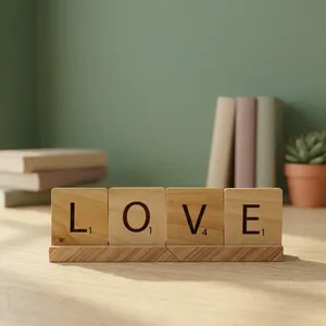 Blocs de lettres LOVE en bois faits à la main avec base en bois rustique, décoration de table, décoration d'intérieur, cadeau - Product Image 5