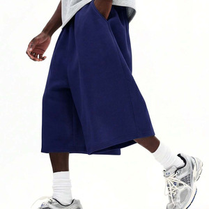 Custom <b>Knee</b> <b>Length</b> <b>Men's</b> Solid Navy Blue Bermuda <b>Shorts</b> Elastic Waist Casual Breathable Mid Rise Plain Dyed Woven Style <b>Short</b> - Product Image 4