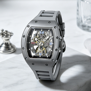 Reloj de Diseño JC-9-190G-35, Resistente al Agua, con Correa de Silicona y Acero Inoxidable, Esfera Esqueleto, Movimiento Mecánico Automático - Product Image 1
