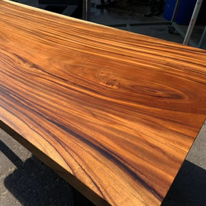 Table à manger moderne en bois massif d'acacia et de noyer à bord brut de haute qualité, réglable et sur mesure, et armoire de salon - Product Image 1