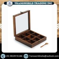 Caja de especias rectangular de madera premium con tapa para almacenamiento en la cocina, hierbas, condimentos y frutas secas