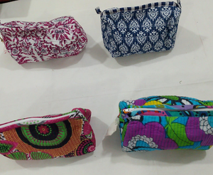 Bohemian Zipper Cosmetic Bag Small Portable Textile <b>Makeup</b> Storage <b>Case</b> Geometric Pattern Multi Color Design - Product Image 1