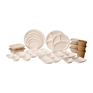 Bandeja de comida de 5 compartimentos, ecológica, biodegradable, desechable, hecha de bagazo de caña de azúcar para uso en catering. - Product Image 1