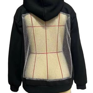 Sudadera con Capucha para Hombre, Casual, Sexy, de Manga Larga, Color Sólido, Espalda Descubierta, Malla Transparente, 100% Algodón, Tallas Grandes - Product Image 1