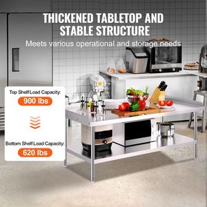 Tavolo da Lavoro in Acciaio Inox 30 X 60 X 26 per Cucina Commerciale con Paraspruzzi su 3 Lati e Design Resistente - Product Image 3