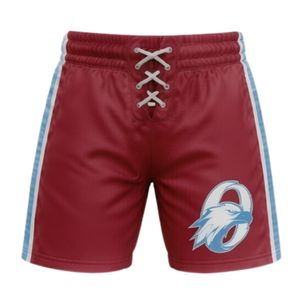 Men <b>Red</b> Sublimated Ice Hockey Printed Shorts Polyester Drawstring Side Stripe Athletic Sports Shorts Team Wear Competition - Product Image 1