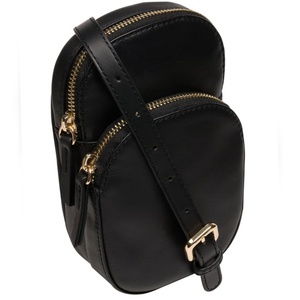 Luxury Black Leather Crossbody Bag for Women Designer Mini Phone Chest Bag with Dual Zip Pocket & <b>Adjustable</b> <b>Strap</b> - Product Image 2