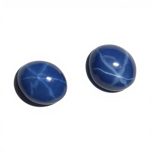 ไพลินบลูสตาร์ทรงรีขนาด 8x10 มม. 3.5 กะรัต ผลิตในห้องปฏิบัติการ ขัดเงาแบบคาโบชอง พร้อมเอฟเฟกต์ดาว 6 แฉก สำหรับทำเครื่องประดับ - Product Image 2