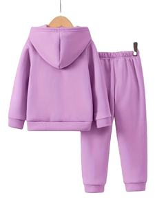 Otoño/Invierno nuevo conjunto de Sudadera con capucha y pantalones de chándal con Forro cálido y estampado de niña cálida informal y cómoda - Product Image 3