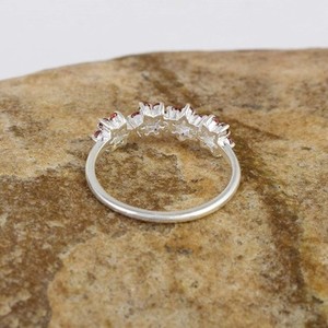 100% Pure Solid 925 Sterling <b>Silver</b> Red Garnet Gemstone Flower Design Fine <b>Ring</b> <b>Statement</b> Fine Jewelry Band <b>Ring</b> For Women Girls - Product Image 5