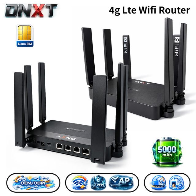 DNXT Routeur Wifi 4g WiFi 6 300Mbps 2.4GHz Routeur Sim AP Mode VPN Universal Sim Router 5000mAh Cat4 Wifi with Sim Home Use