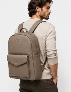 Sac à dos de voyage pour ordinateur portable en cuir véritable de qualité supérieure, style vintage, minimaliste, pour hommes, bureau, affaires, fermeture éclair, léger, portable - Product Image 2